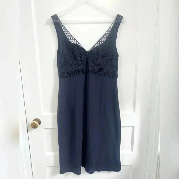 La Perla Blue Plunging Dress With Net Detail - Picture 5 of 5